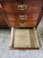 Leather Topped Antique Desk with Brass Handles