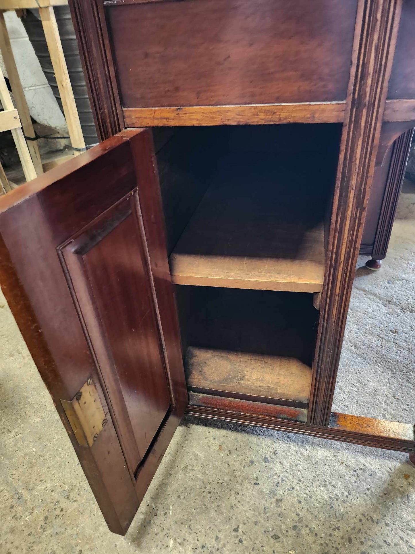 Leather Topped Antique Desk with Brass Handles