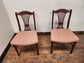 Set of Eight Mahogany Coloured Dining Chairs with Floral Upholstery