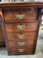 Leather Topped Antique Desk with Brass Handles