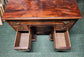 Antique Georgian Mahogany Desk with Seven Drawers and Lockable Cabinet