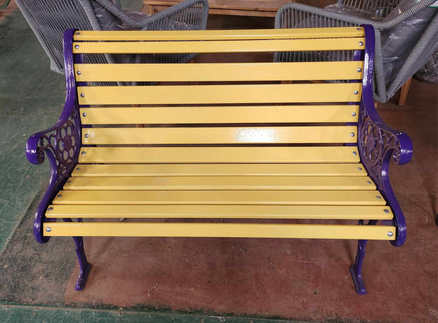 Painted Cast Iron and Timber Garden Bench