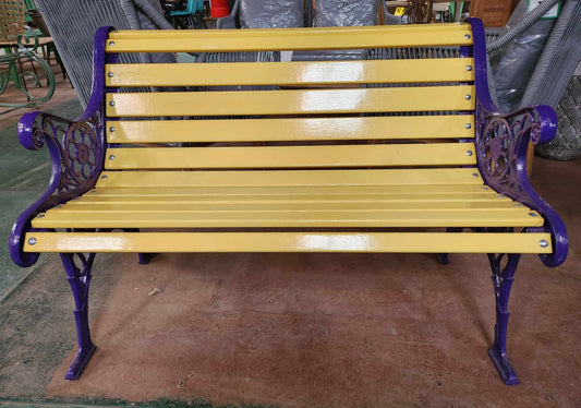 Painted Cast Iron and Timber Garden Bench