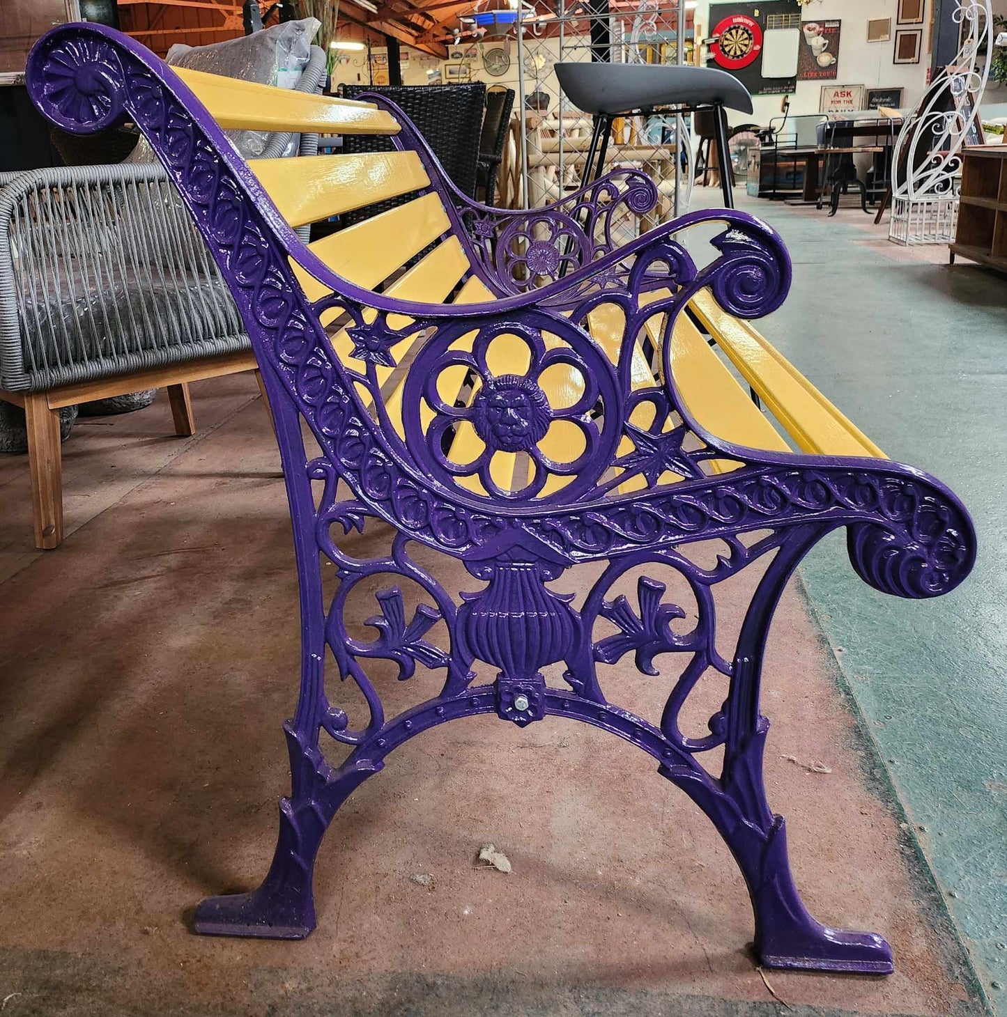 Painted Cast Iron and Timber Garden Bench