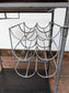 Steel Frame Drinks Trolley with Dark Wood Top and Bottle/Wine Glass Racks