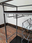 Steel Frame Drinks Trolley with Dark Wood Top and Bottle/Wine Glass Racks