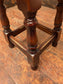 Pair of Small Wooden Stools with Red Faux Leather Upholstery