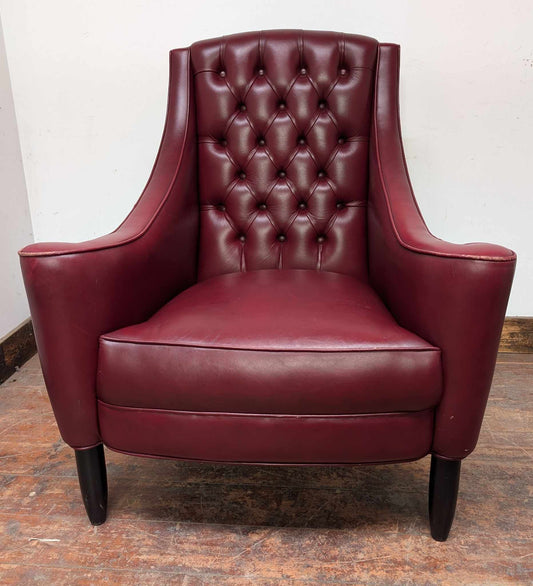 Red Leather Wingback Style Armchair