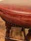 Pair of Small Wooden Stools with Red Faux Leather Upholstery