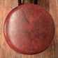 Pair of Small Wooden Stools with Red Faux Leather Upholstery