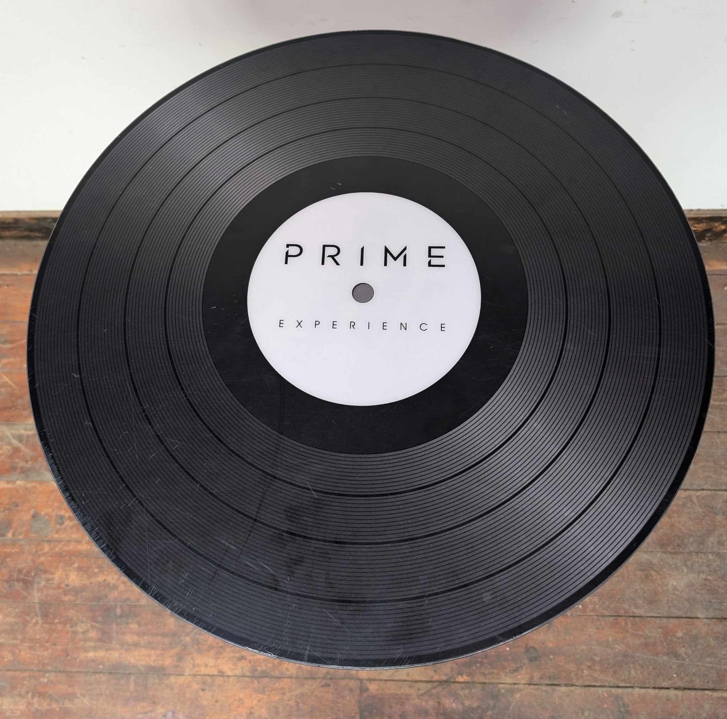 Black Poseur Table with Record Disc Tabletop Design