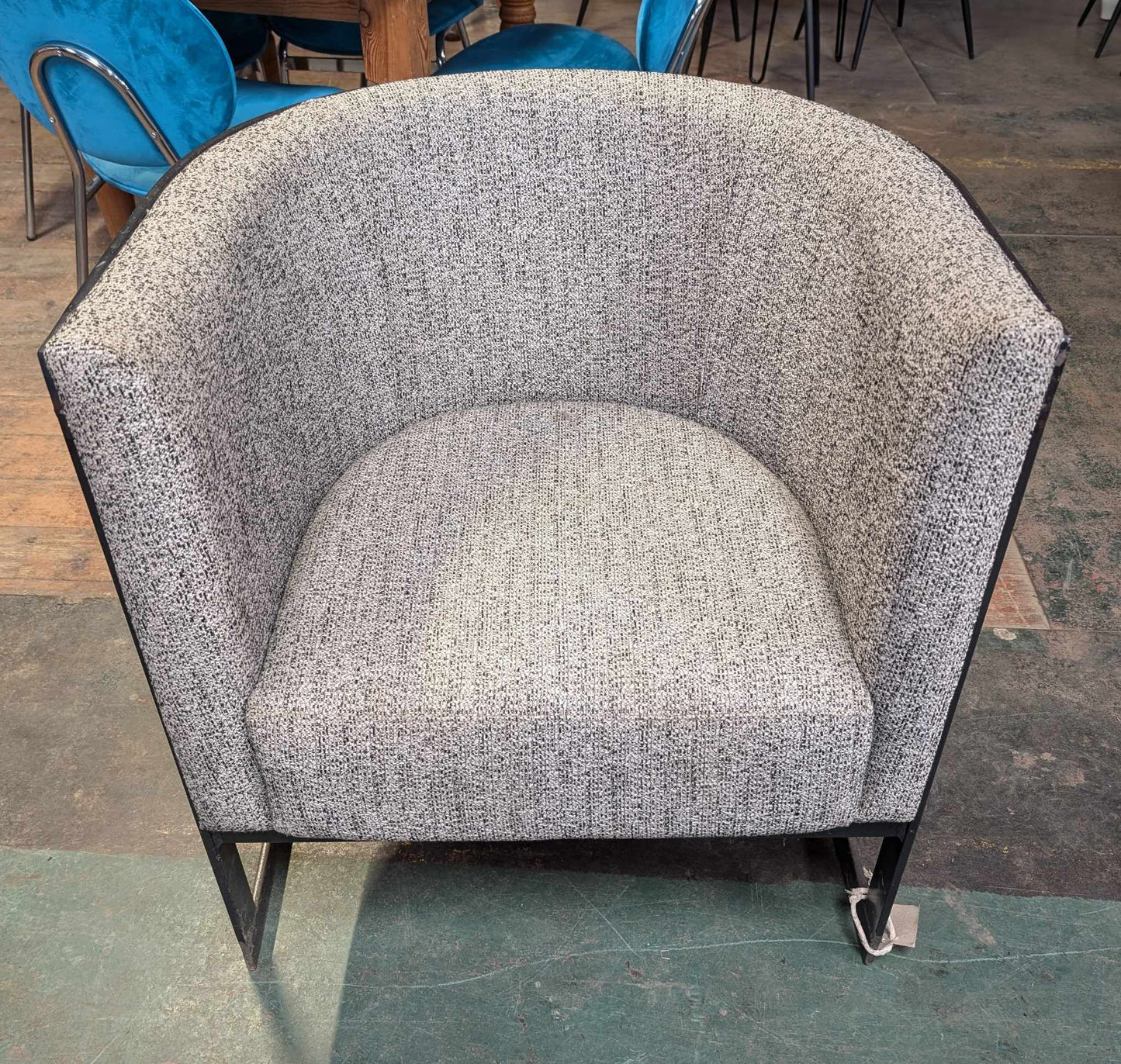 Grey Fabric Cantilever Tub Chair with Steel Frame