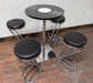 Black Poseur Table with Record Disc Design and Four Stools