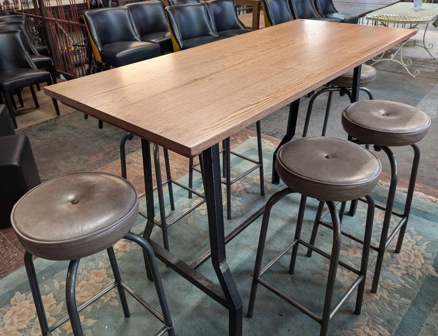 Tall Dining Table with Six Swivel Top Stools