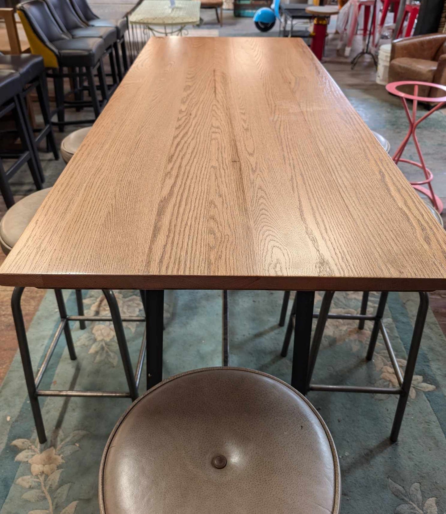 Tall Dining Table with Six Swivel Top Stools