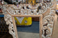 Tall Mirror with Carved Wooden Frame and Sand-Weathered Texture