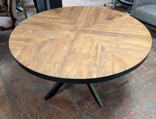 Round Dining Table with Double-Cross Steel Base