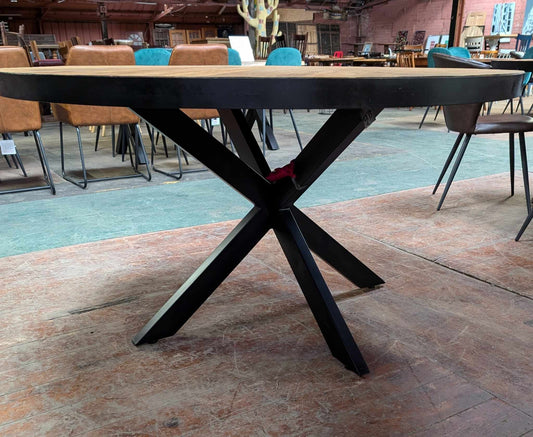 Round Dining Table with Double-Cross Steel Base