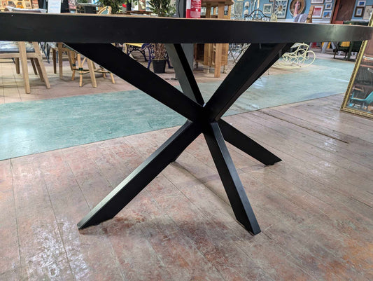 Oval Dining Table with Double-Cross Steel Base