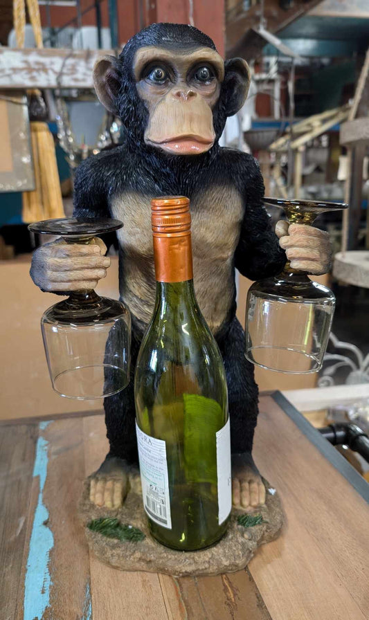 Resin Chimpanzee Wine Glass / Bottle Holder