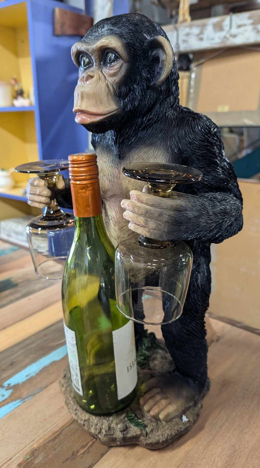 Resin Chimpanzee Wine Glass / Bottle Holder