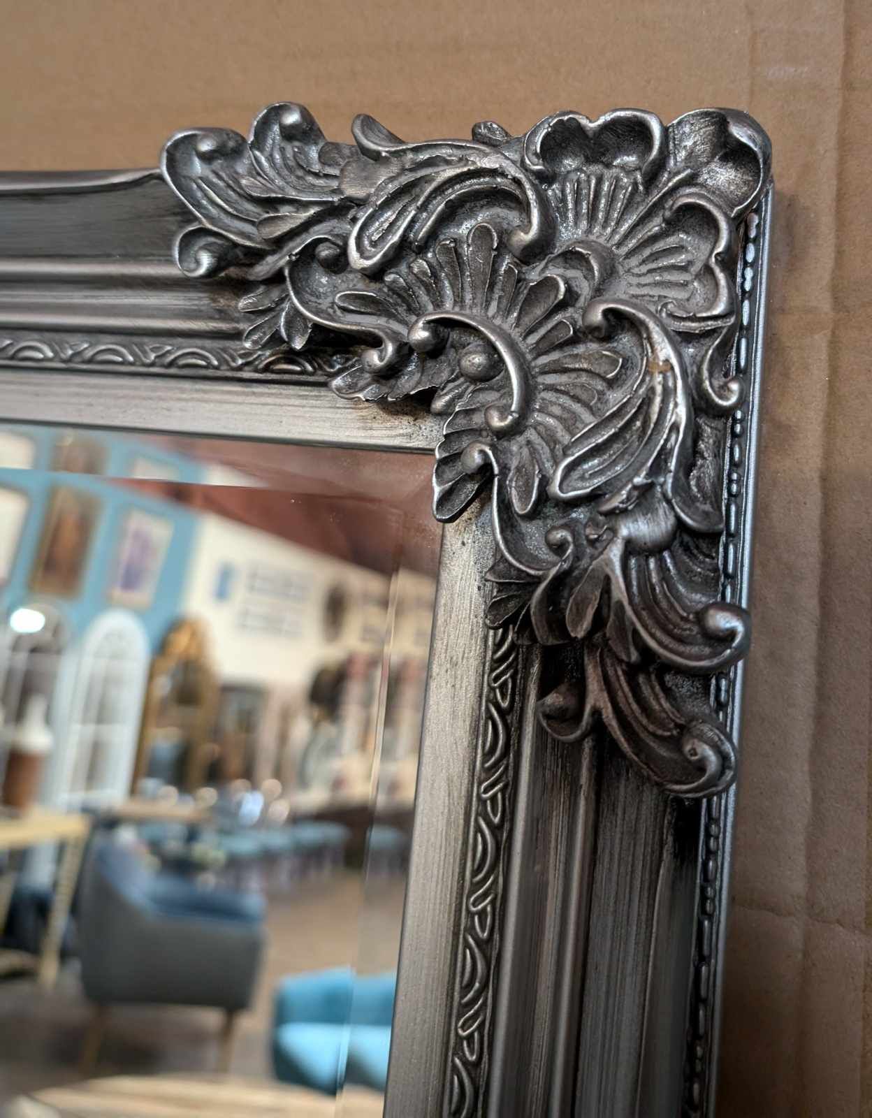 Large Rectangular Silver Framed Mirror