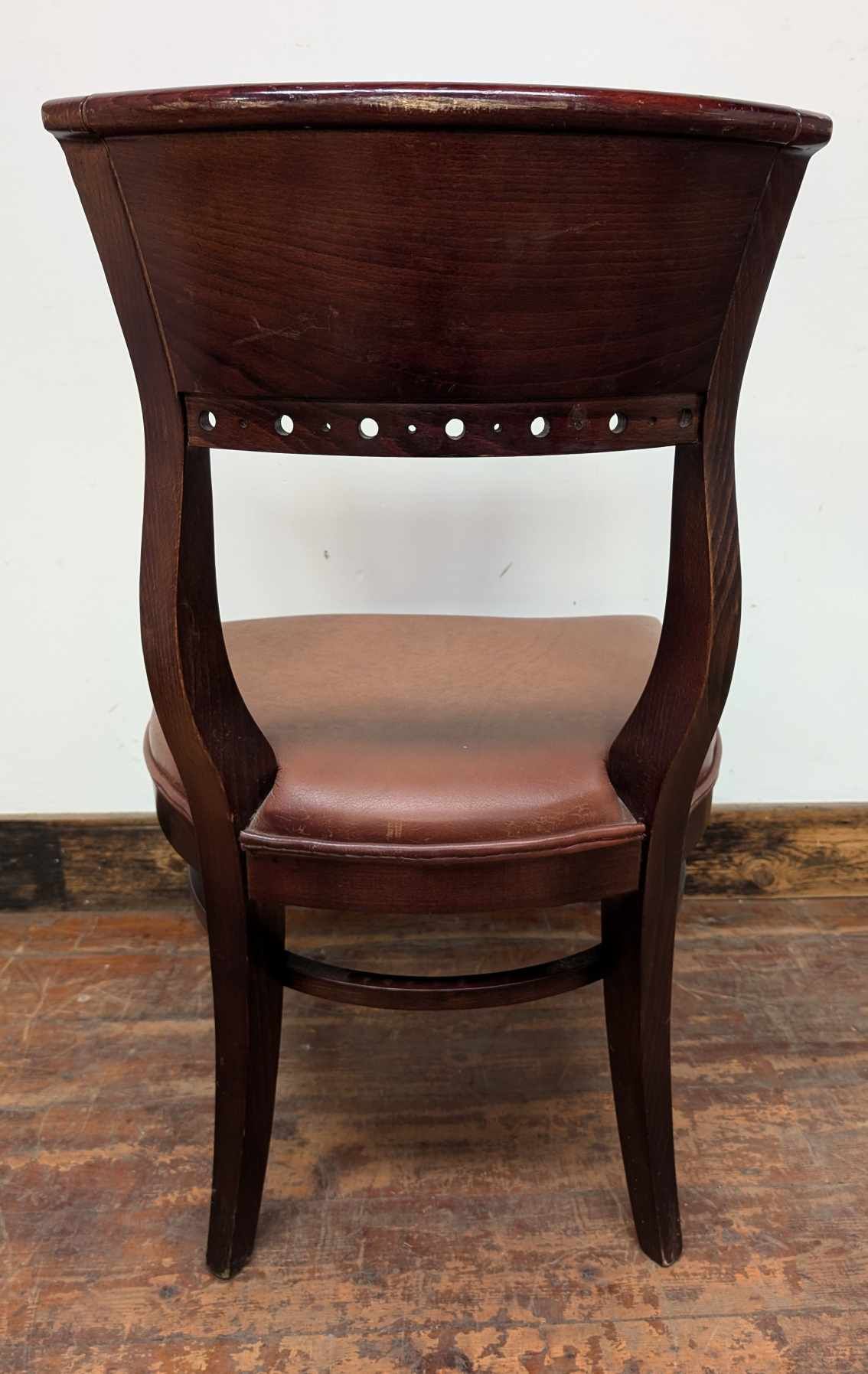 Set of Six Dining Chairs with Tan Leather Upholstery