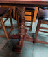 Medium Wooden Poseur Table With Four Backed Blue Leather Stools