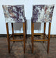 2 x purple patterned bar stools