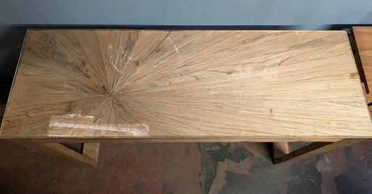 Glass Top Wooden Console Table with Impact Design