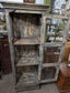 Vintage French Style Distressed Wood Cabinet with Glass Windows and Single Drawer