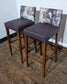 2 x purple patterned bar stools