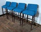 4 x bright blue fabric bar stools