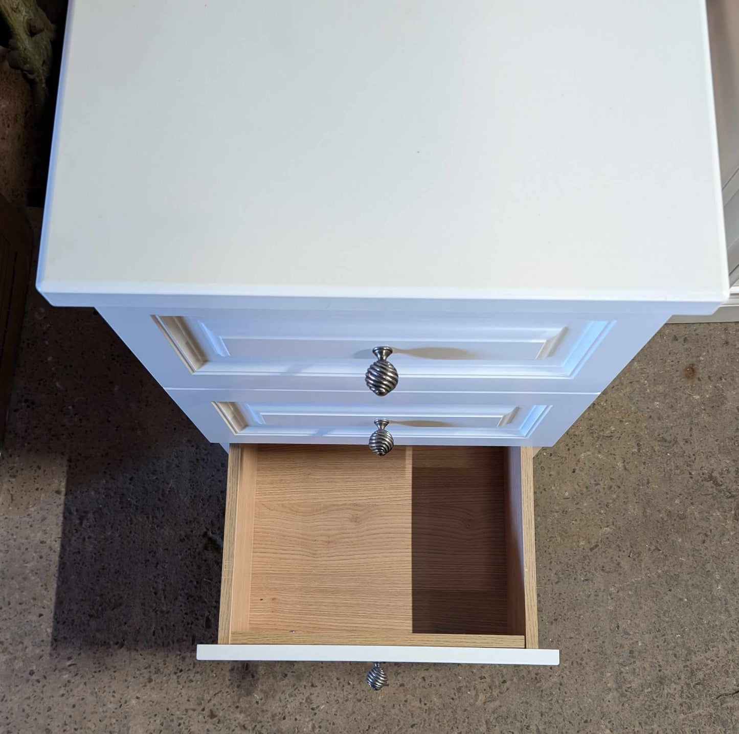 Hammond White Bedside Chest of Drawers with Soft Closing Drawers and Chrome Handles