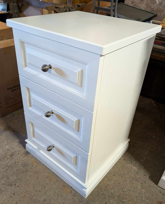 Hammond White Bedside Chest of Drawers with Soft Closing Drawers and Chrome Handles