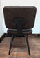 Set of Four Brown Faux Leather Chairs with Steel Frames