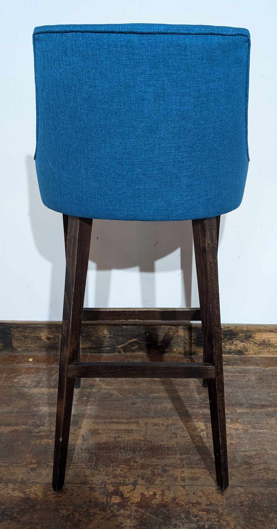 4 x bright blue fabric bar stools