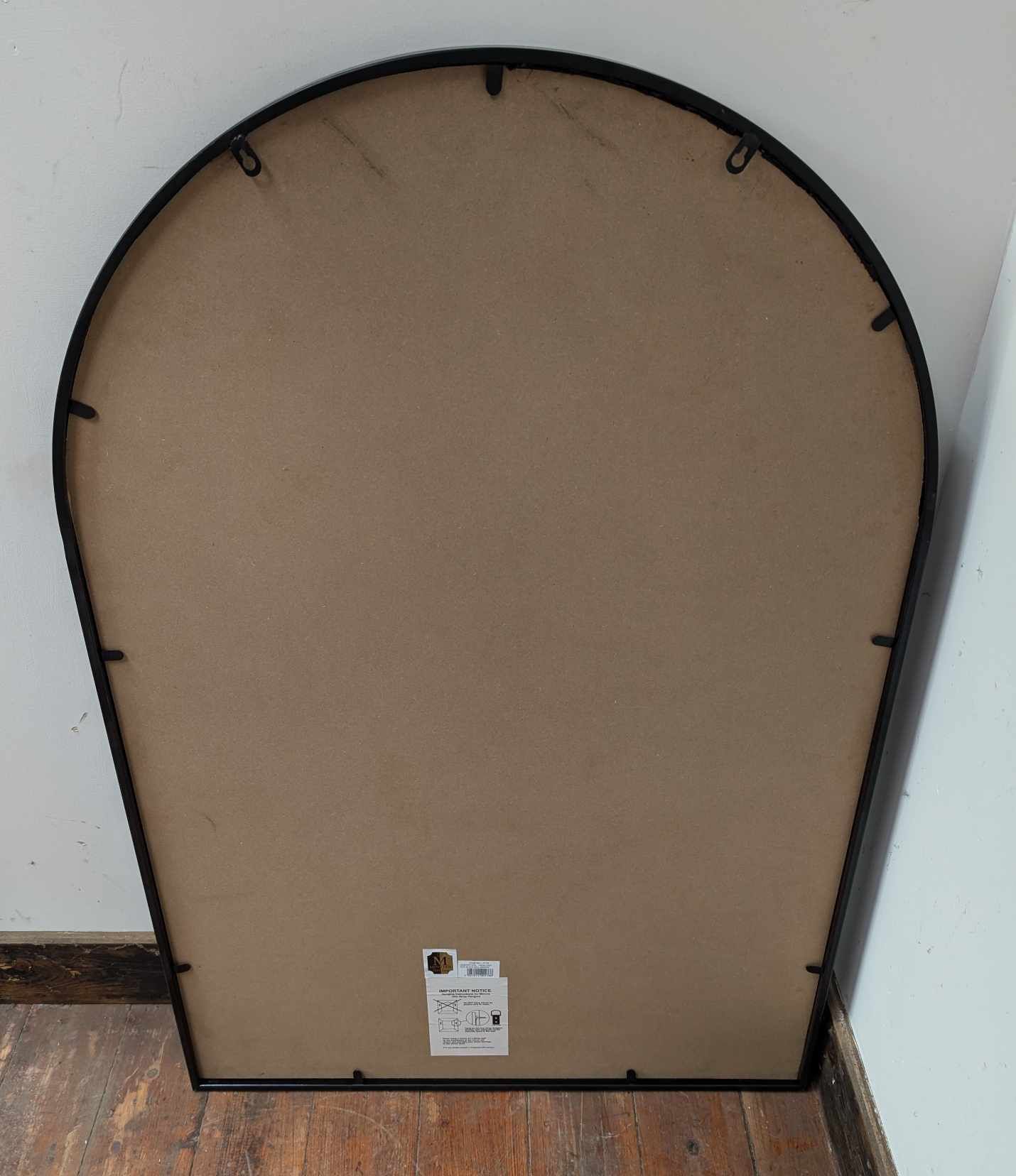 Arched Portrait Mirror with Window-Style Black Frame