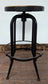 Set of Four Adjustable Height Stools with Steel Frames and Wooden Tops