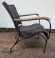 Pair of Metal Framed, Leather Upholstered Chairs with Armrests