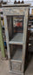 Skinny Vintage French Style Distressed Wood Cabinet / Glass Windows