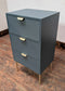 Small Wooden Chest of Drawers/ Nightstand / Brass Legs / Dark Blue