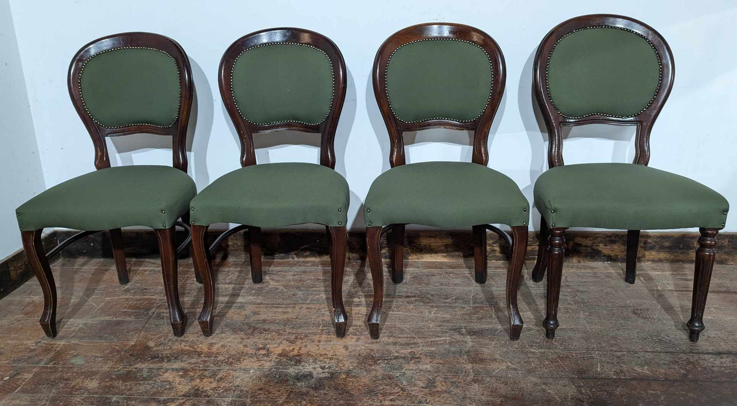 4 x green dining chairs