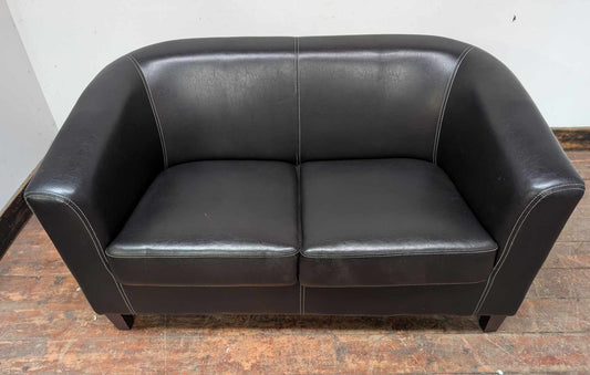 Small Black Faux Leather Sofa