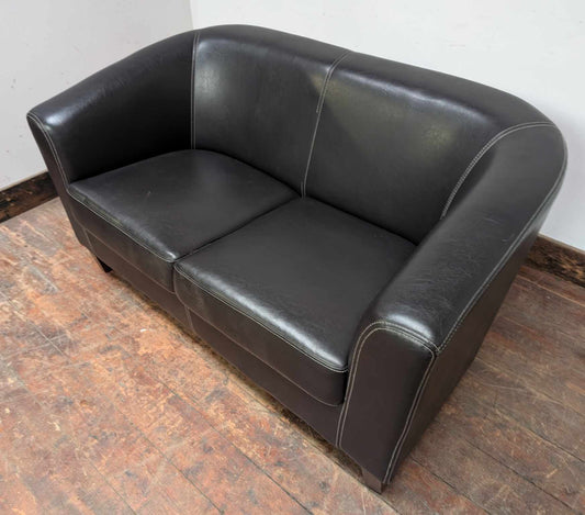 Small Black Faux Leather Sofa