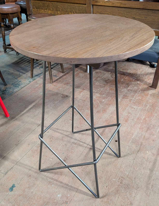 Industrial Steel Frame Poseur Table with Round Top