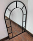 Arched Portrait Mirror with Window-Style Black Frame