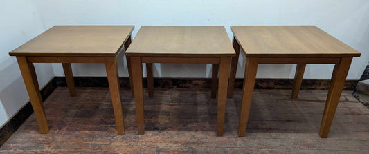 Set of Three Square Cafe Tables in Light Wood