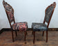 Set of Four Upholstered Mixed Pattern Pub Dining Chairs with Carved Backs