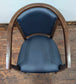 Wooden Frame Tub Dining Chair with Blue Faux Leather Upholstery - Reupholstered